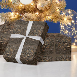 Bronze Hunting Emblem Wrapping Paper
