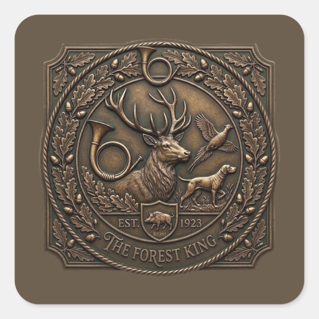 Bronze Hunting Lodge Emblem  Square Sticker (Front)