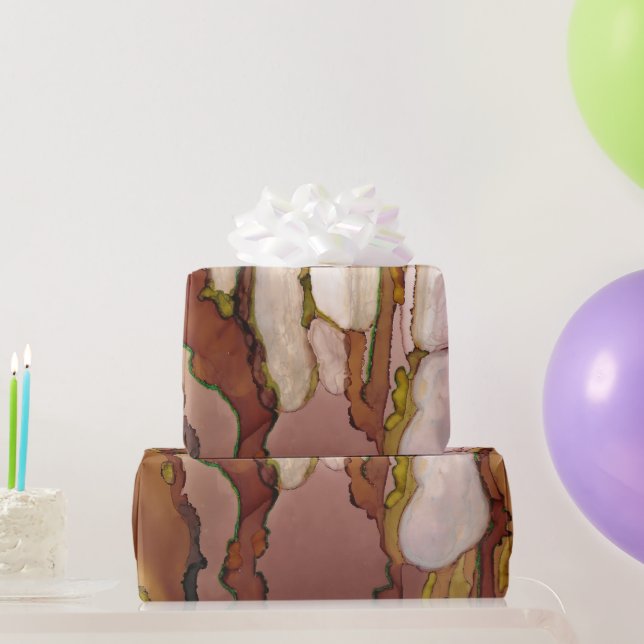 Bronze imagination alcohol ink print wrapping paper (Party Gifts)