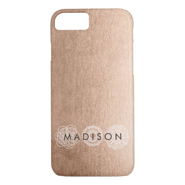 Bronze Lace Personalised iPhone 7 Case (Back)