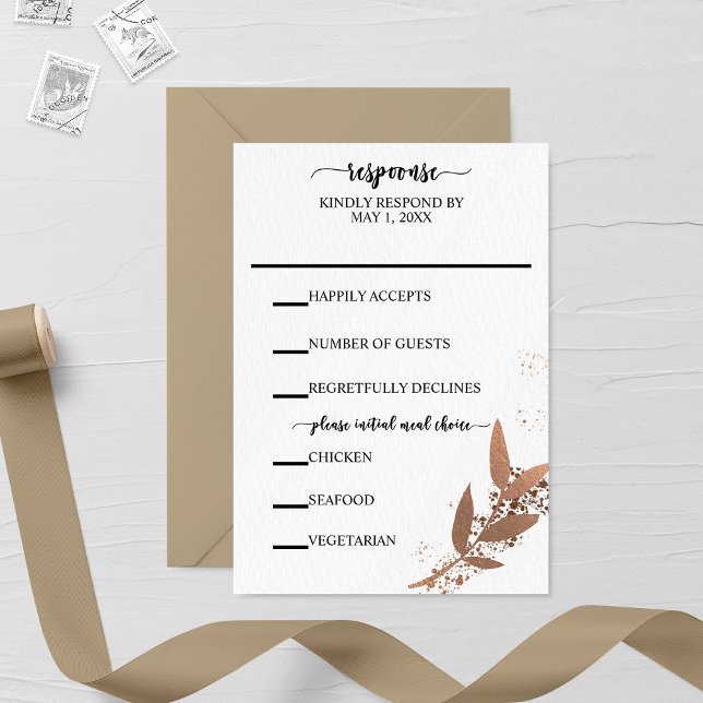 Bronze Leaf Fall Wedding RSVP Card (Creator Uploaded)