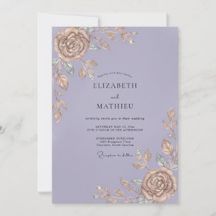 Bronze Lilac Leaf Wedding Invitation