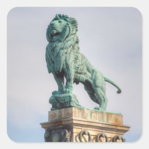 Bronze Lion Statue Square Sticker
