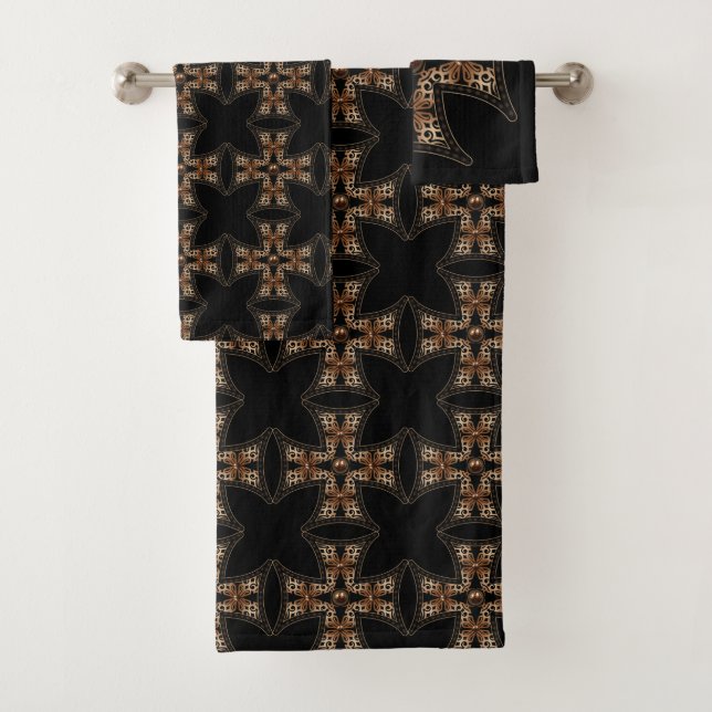 Bronze Maltese Cross Bath Towel Set (Insitu)