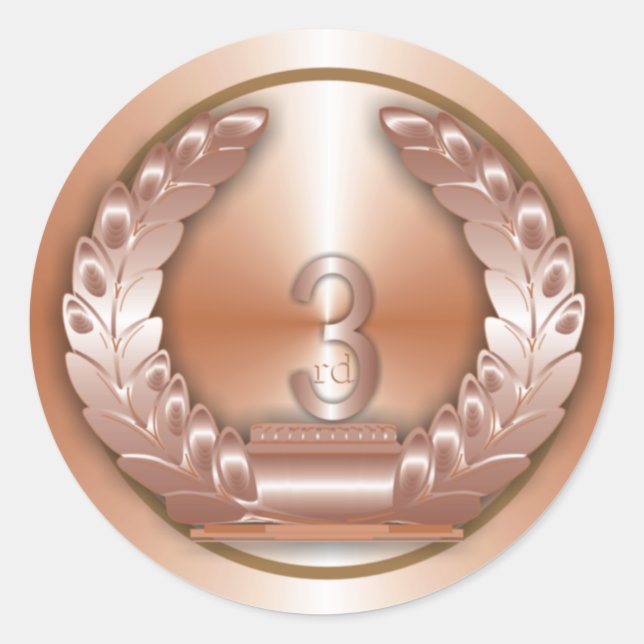 Bronze Medal Classic Round Sticker (Front)