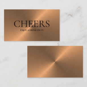 Bronze Metal Effect Free Drinks Ticket Card