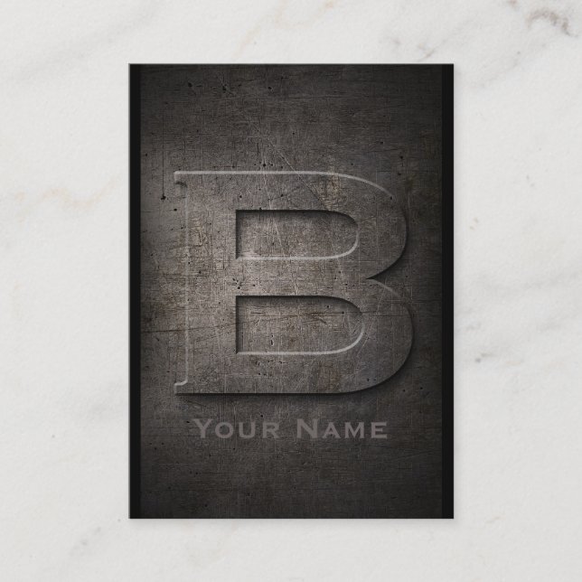 Bronze Metal Monogrammed B Business Card (Front)