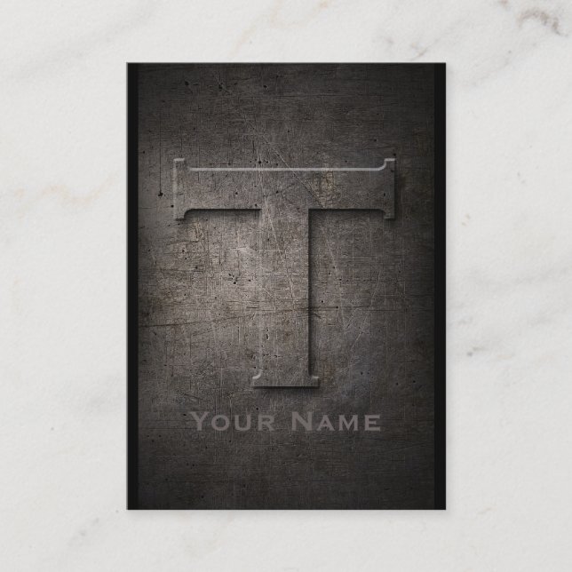 Bronze Metal Monogrammed T Business Card (Front)