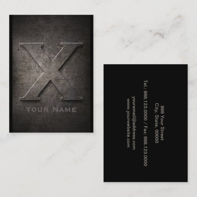 Bronze Metal Monogrammed X Business Card (Front/Back)
