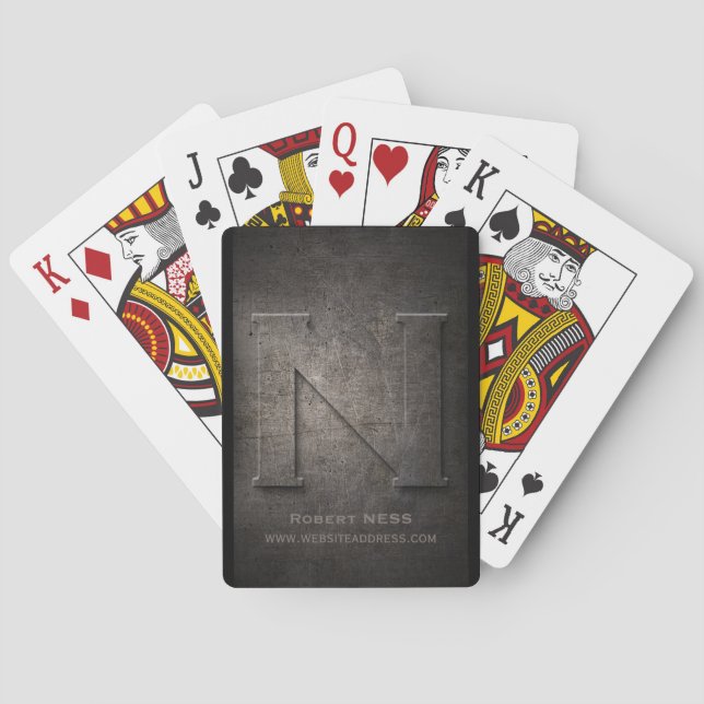 Bronze Metal N Monogram Customisable Playing Cards (Back)