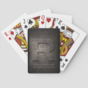 Bronze Metal R Monogram Customisable Playing Cards