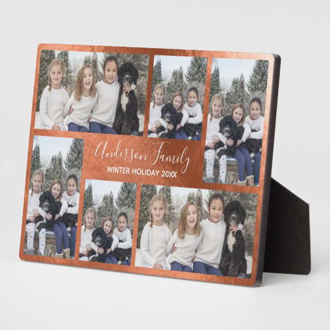Bronze Metallic Customizable Six Photo Template Plaque (Side)