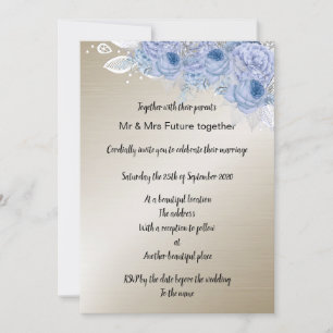 Bronze Metallic floral Lilac Bouquet Wedding Invitation