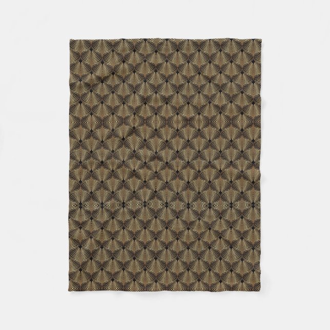 Bronze Metallic Geometric Damask Fleece Blanket (Front)