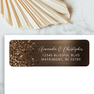 Bronze Metallic Glitter Wedding Return Address