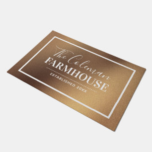 Bronze Metallic Gradient Farmhouse Family Monogram Doormat