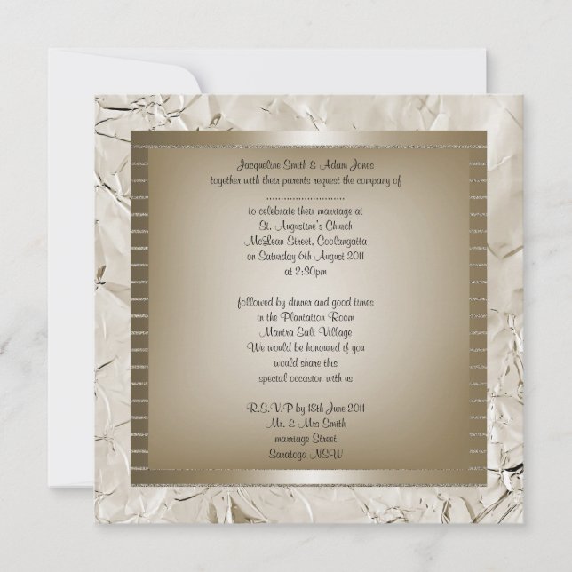 Bronze metallic new WEDDING Or engagement invite (Front)
