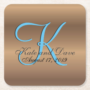 Bronze Monogram Amazing Fab Square Paper Coaster