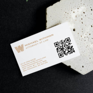 BRONZE MONOGRAM LINE QR LAWYER ACCOUNTANT BUSINESS CARD