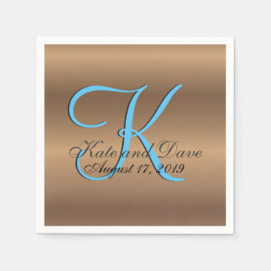 Bronze Monogram 🔑 Stylish Pecan  Napkin