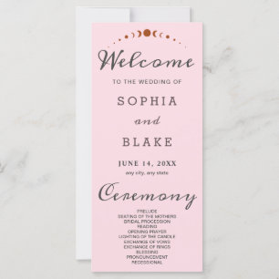 Bronze Moon Phases Soft Pink Wedding Program