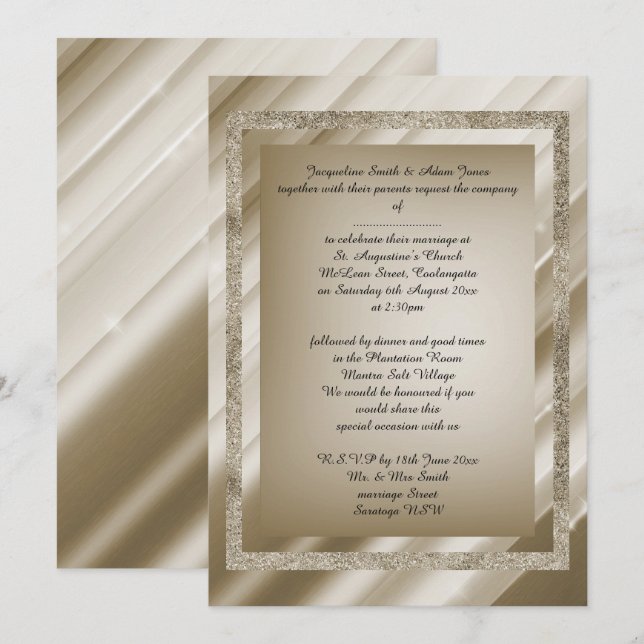 Bronze Multi Patterned elegant wedding stationery Invitation (Front/Back)