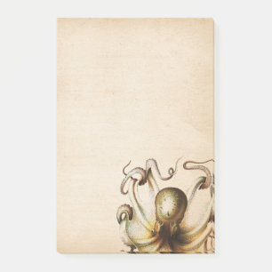 Bronze Octopus Aged Sepia Steampunk Travel Post-it Notes