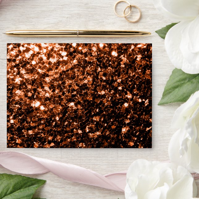 Bronze orange brown copper faux glitters sparkles envelopes (Wedding)