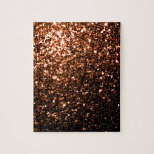 Bronze orange brown copper faux glitters sparkles jigsaw puzzle