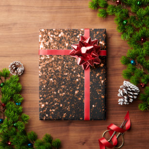 Bronze orange brown copper faux glitters sparkles wrapping paper