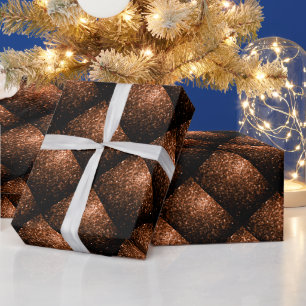 Bronze Orange Brown glitter sparkles tiled pattern Wrapping Paper