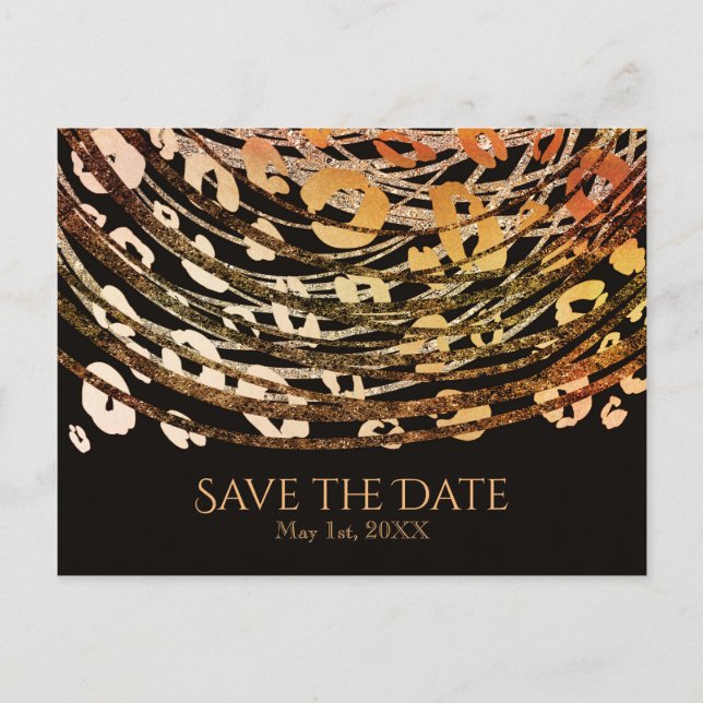 Bronze Orange Cheetah Animal Print Exotic Print Announcement Postcard (Front)