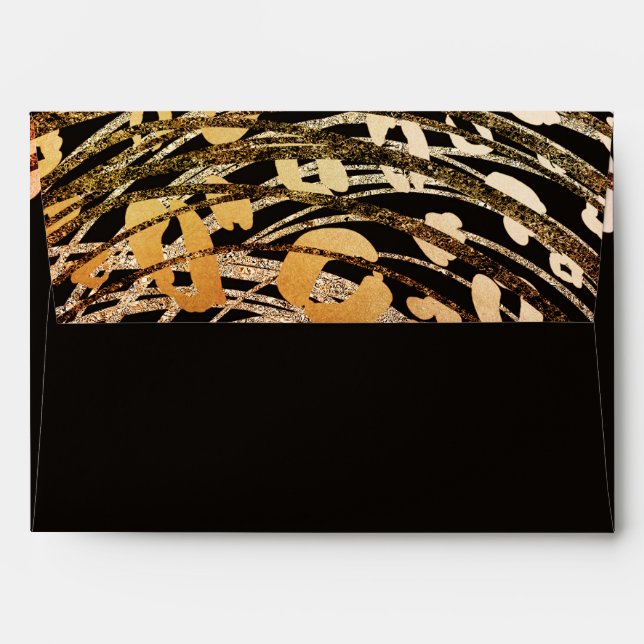 Bronze Orange Cheetah Print Exotic Invitation Envelopes (Back (Top Flap))