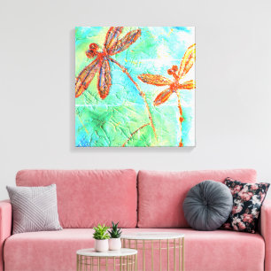 Bronze Orange Dragonfly Splash Canvas Print