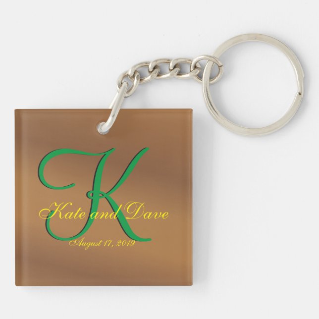 Bronze Pecan 3d Monogram Key Ring (Back)