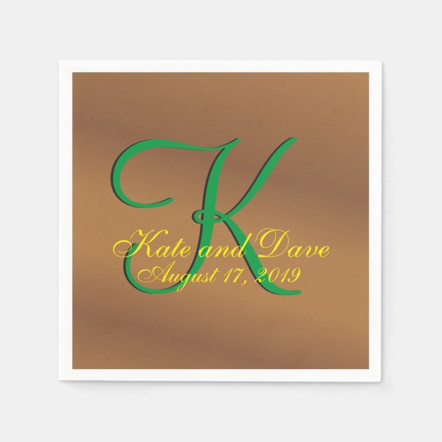 Bronze Pecan 3d Monogram Napkin (Front)