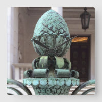 Bronze Pineapple Clock Keeps Hospitality Time