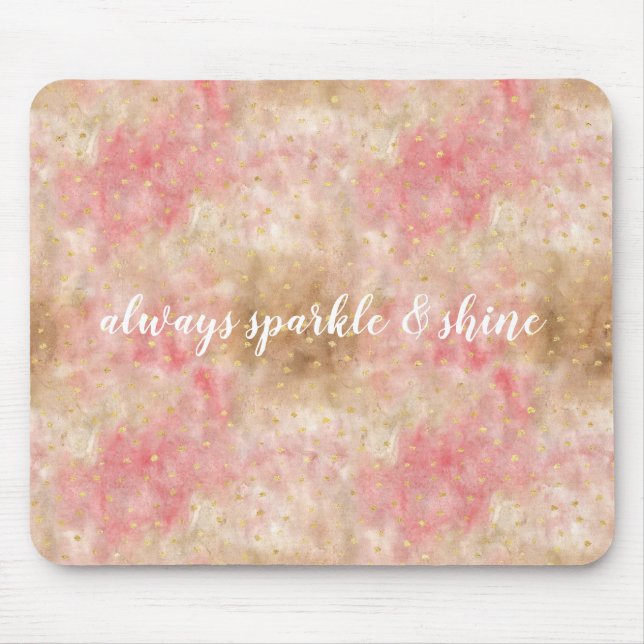 Bronze Pink Gold Watercolor Confetti Mouse Pad (Front)