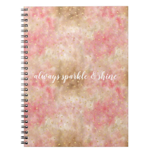 Bronze Pink Gold Watercolor Confetti Notebook (Front)