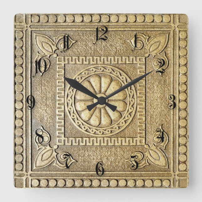 Bronze plate square wall clock (Front)