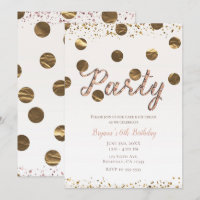 Bronze Polka Dots Rose Gold Modern Birthday Party