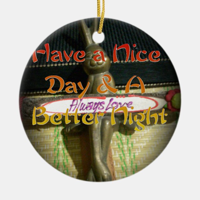 Bronze Rabbit Sculpture with Inspirational Quotes  Ceramic Tree Decoration (Front)