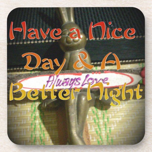 Bronze Rabbit Sculpture with Inspirational Quotes  Coaster (Front)