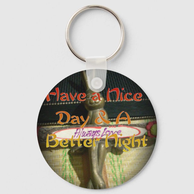 Bronze Rabbit Sculpture with Inspirational Quotes  Key Ring (Front)