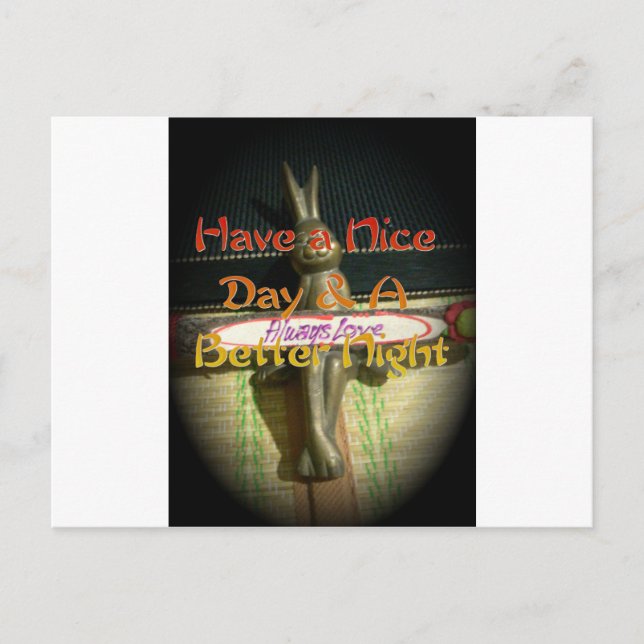 Bronze Rabbit Sculpture with Inspirational Quotes  Postcard (Front)