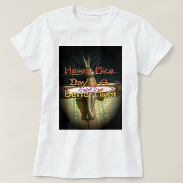 Bronze Rabbit Sculpture with Inspirational Quotes  T-Shirt (Design Front)