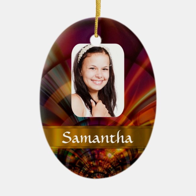 Bronze red circular pattern ceramic tree decoration (Front)