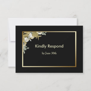 Bronze Roses Wedding RSVP Card