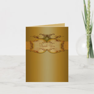 Bronze Scrolls Monogrammed Thank You Card