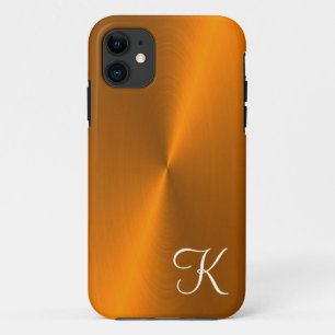 Bronze shiny faux metal monogram Case-Mate iPhone case